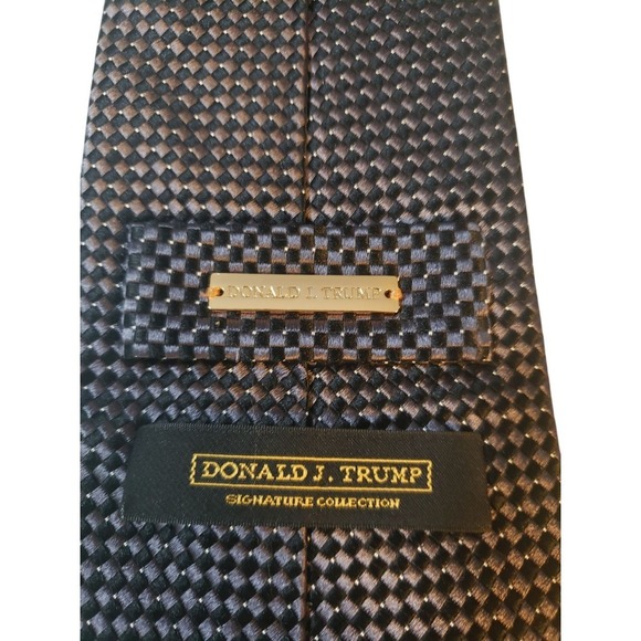 Donald J Trump Signature Collection Mens Tie Designer Luxury Black Silver Power - Picture 5 of 12